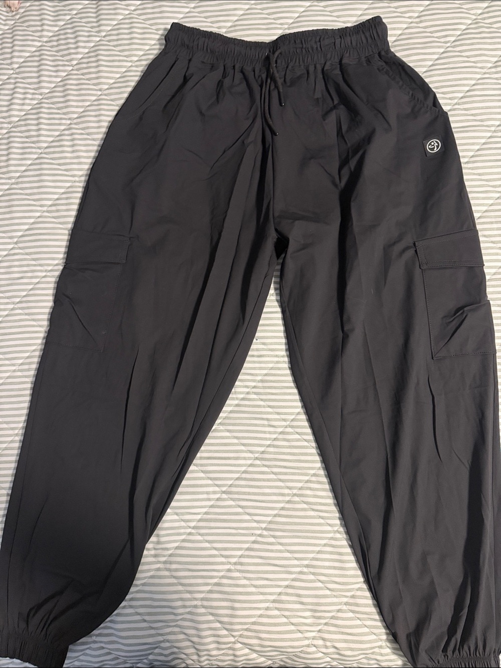 Unisex Zumba Fitness Black Cargo Jogger Pants - Elastic Waist & Cuffs